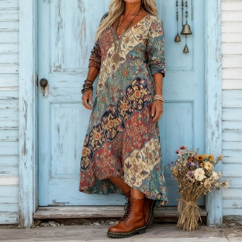 FENELLE | PATCHWORK PRINT MAXI DRESS