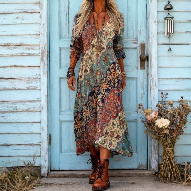 FENELLE | PATCHWORK PRINT MAXI DRESS