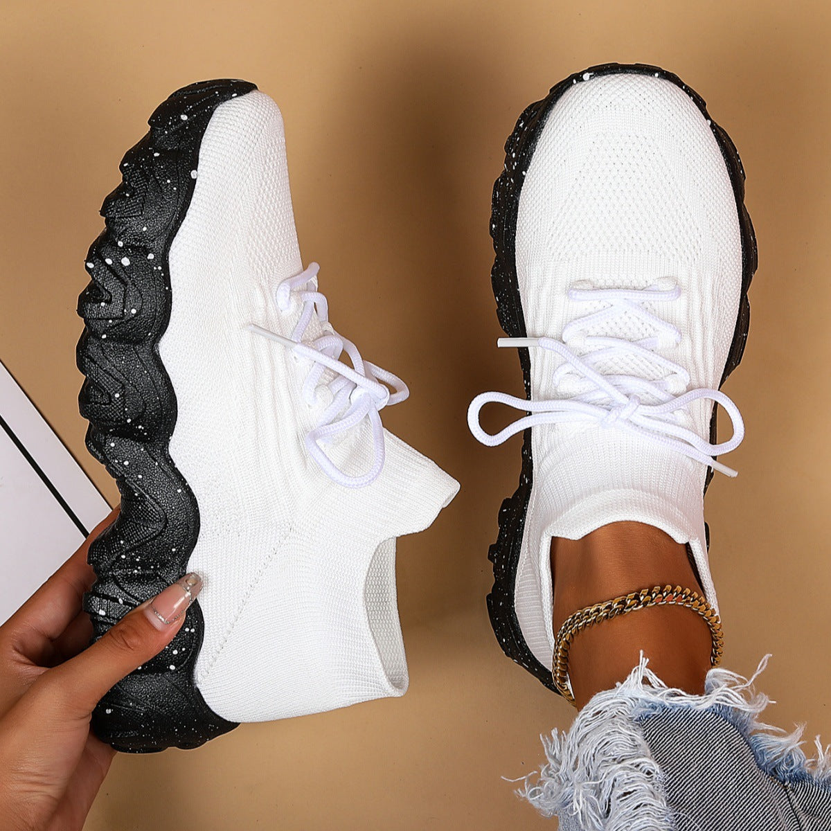 Nisa | Orthopaedic Stretch-Knit Sneakers For Hard & Long Working Days