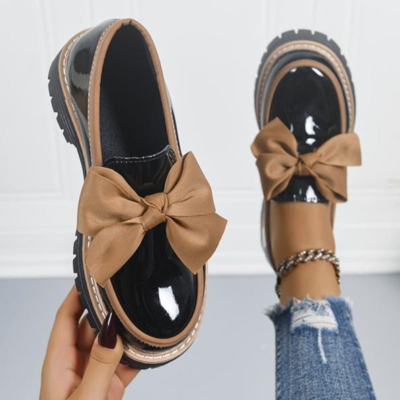Lilly | Chunky Patent Bowknot Loafers