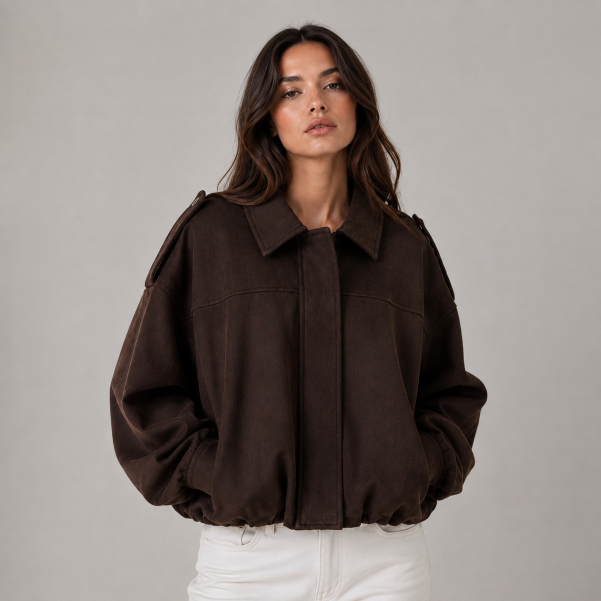 Sienna | Faux Suede Bomber Jacket