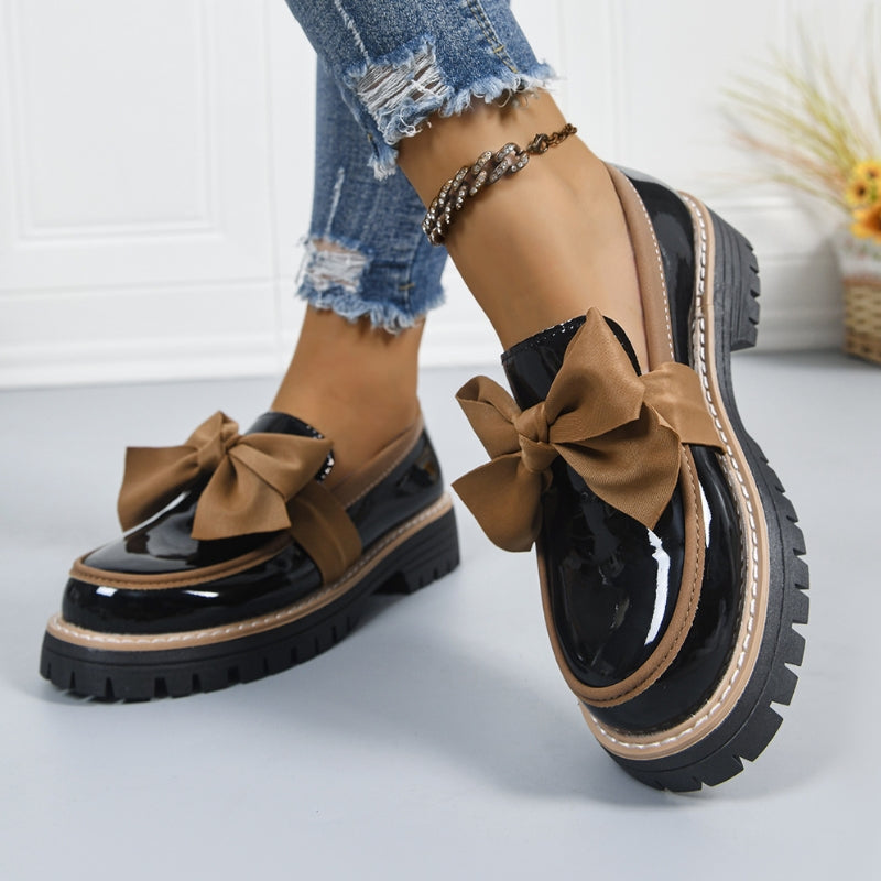 Lilly | Chunky Patent Bowknot Loafers