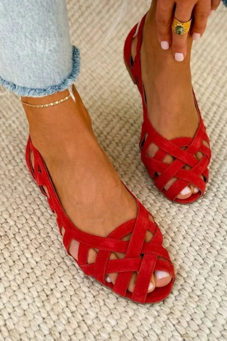 Jenefer | Flat sandals with open toes and crossed fabric