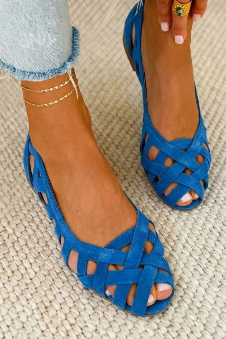 Jenefer | Flat sandals with open toes and crossed fabric