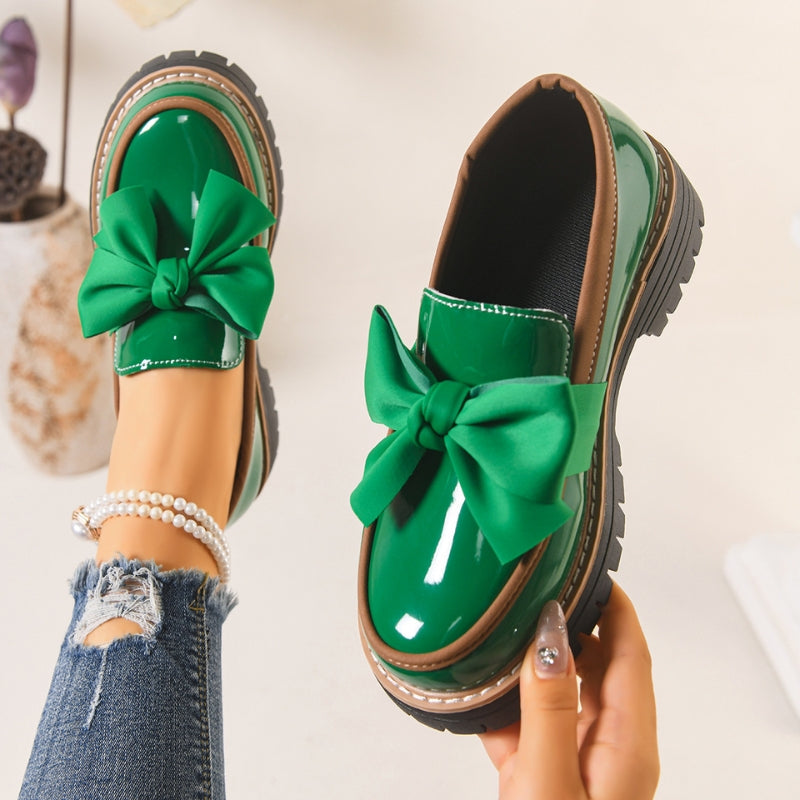 Lilly | Chunky Patent Bowknot Loafers
