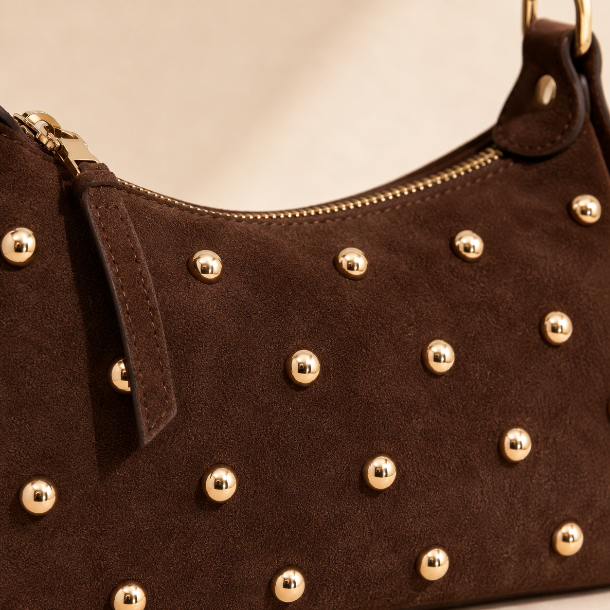 Lotte | Suede Studded Schoulder Bag
