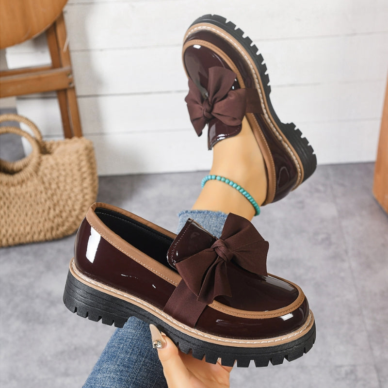 Lilly | Chunky Patent Bowknot Loafers