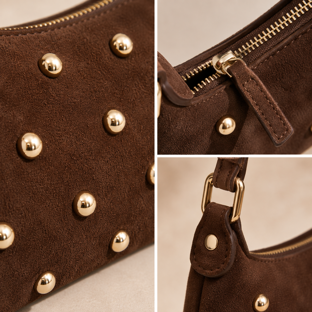 Lotte | Suede Studded Schoulder Bag