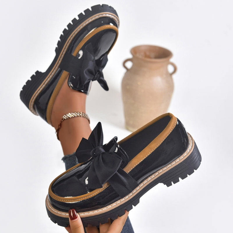 Lilly | Chunky Patent Bowknot Loafers
