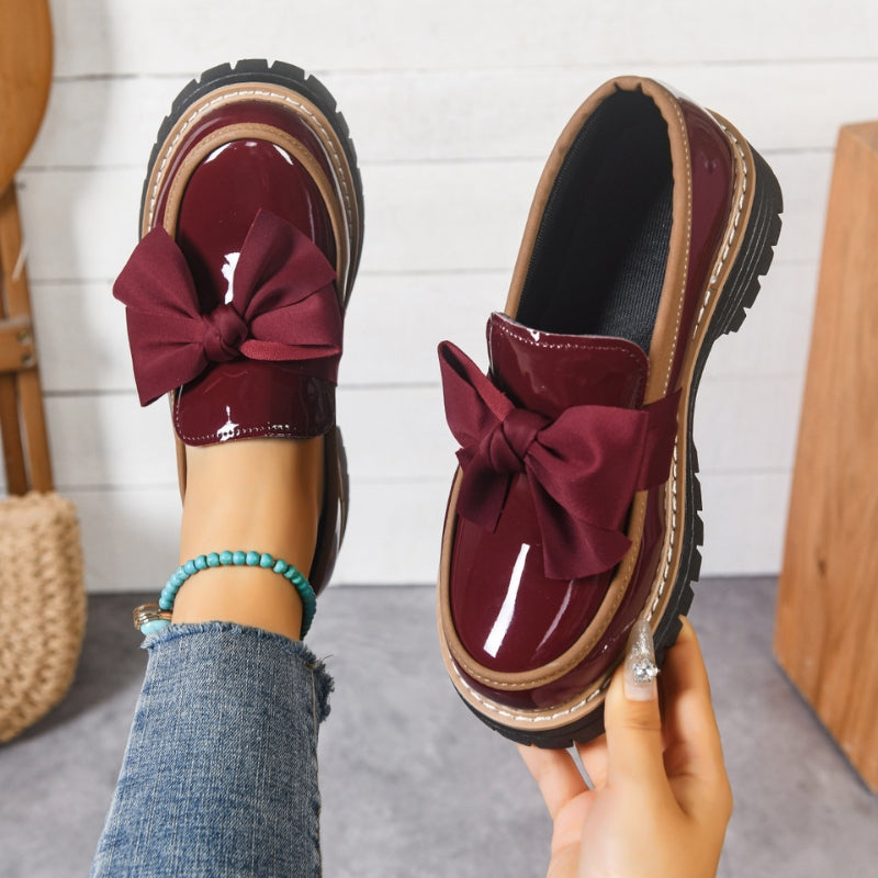 Lilly | Chunky Patent Bowknot Loafers
