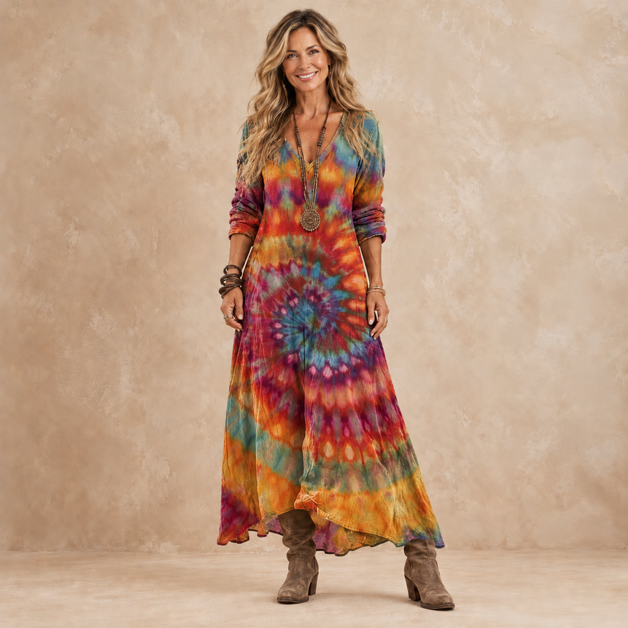 HAZELLE | TIE-DYE PRINT MAXI DRESS
