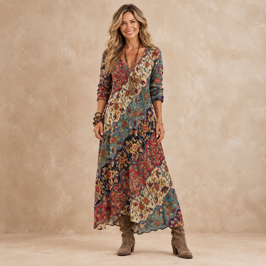 FENELLE | PATCHWORK PRINT MAXI DRESS