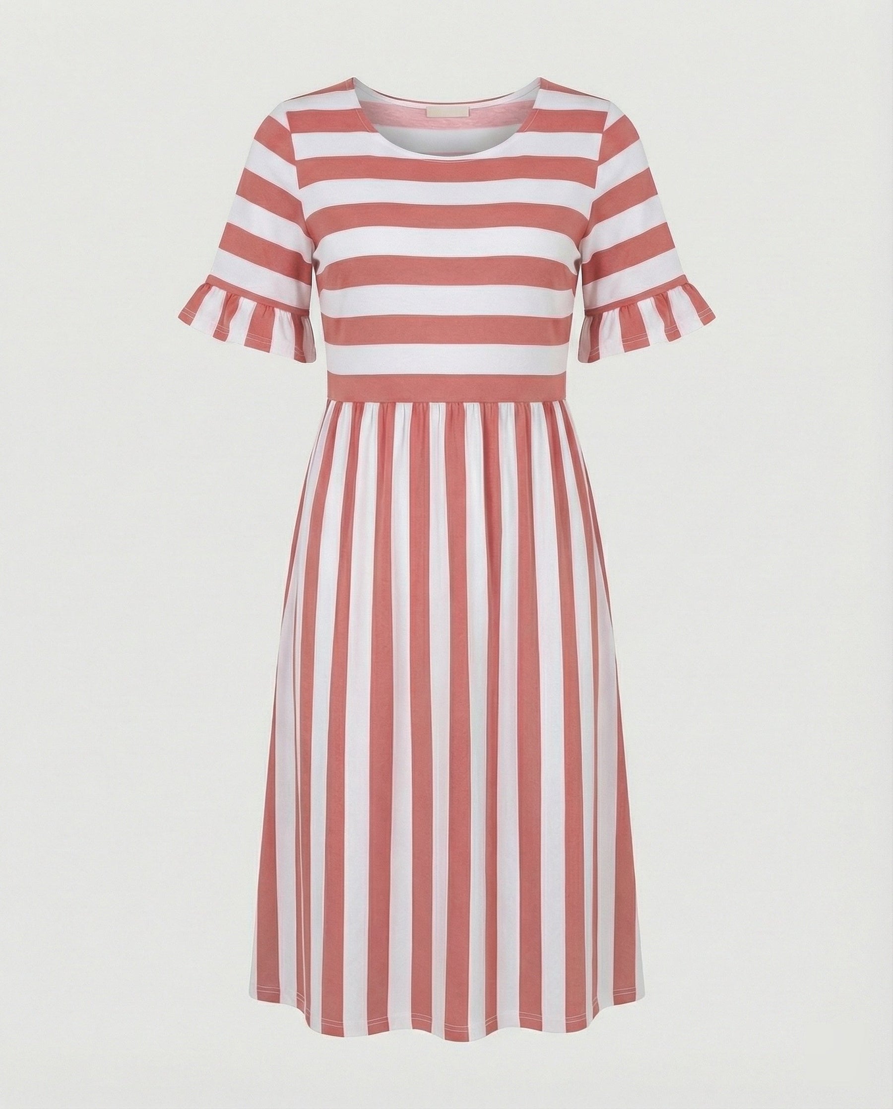 Casual Striped Summer Dress with Ruffle Sleeves