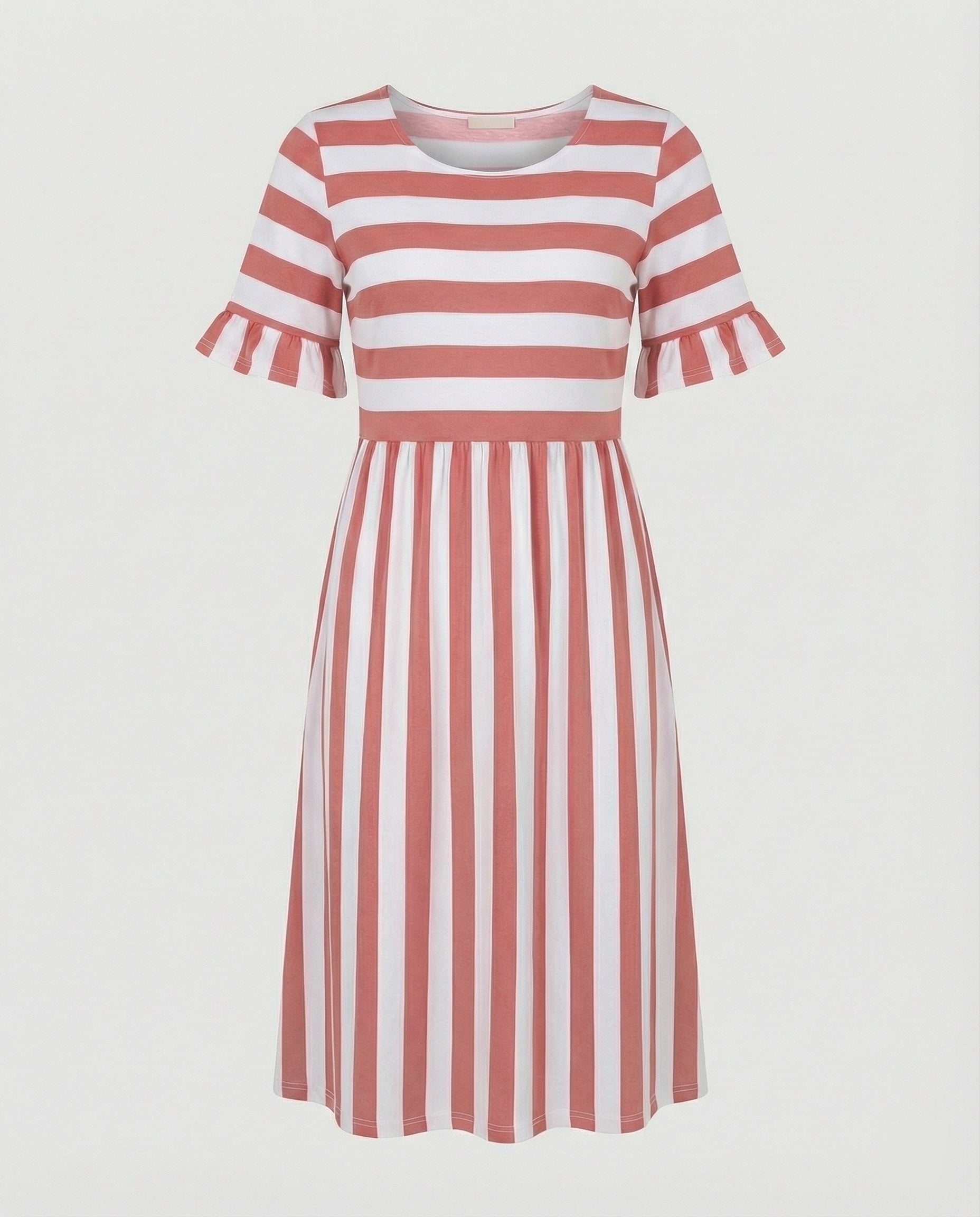 Casual Striped Summer Dress with Ruffle Sleeves