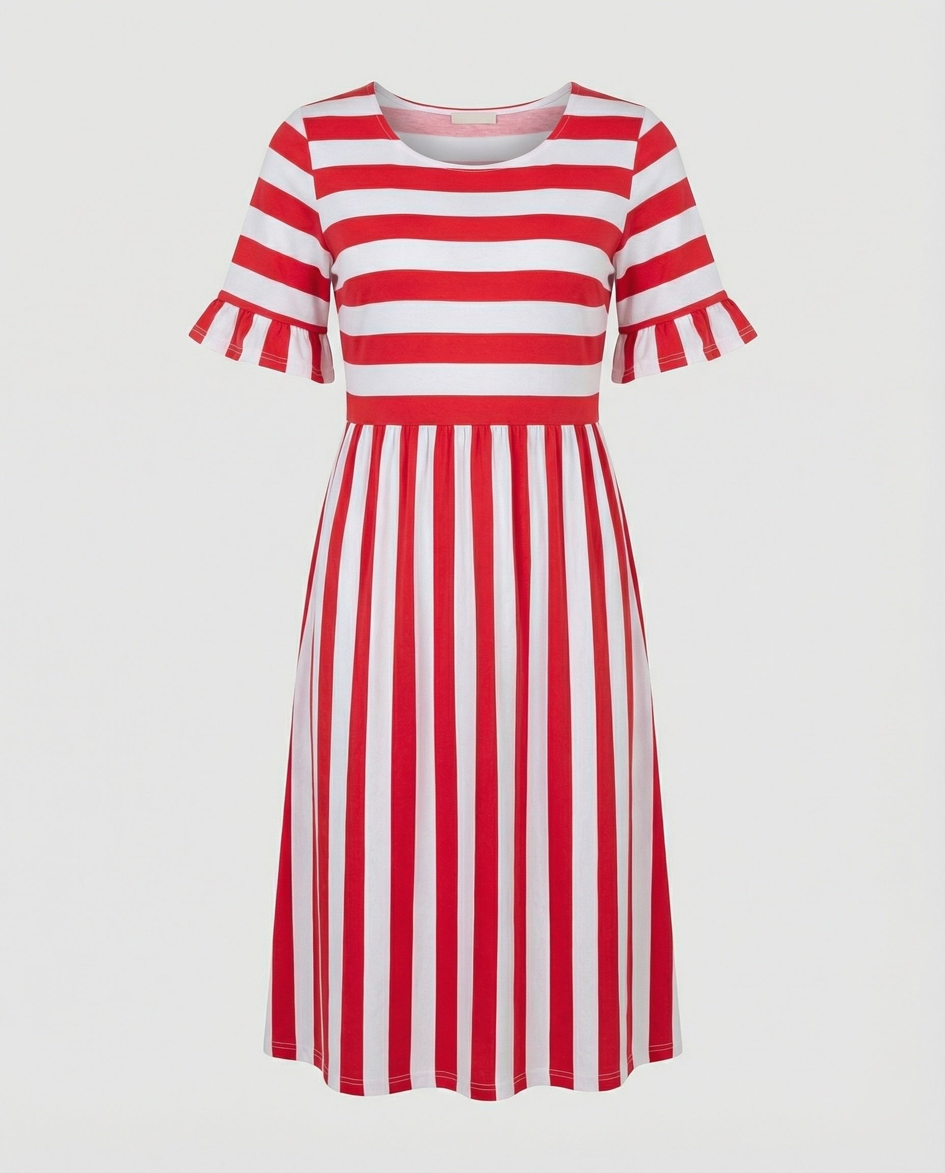 Casual Striped Summer Dress with Ruffle Sleeves