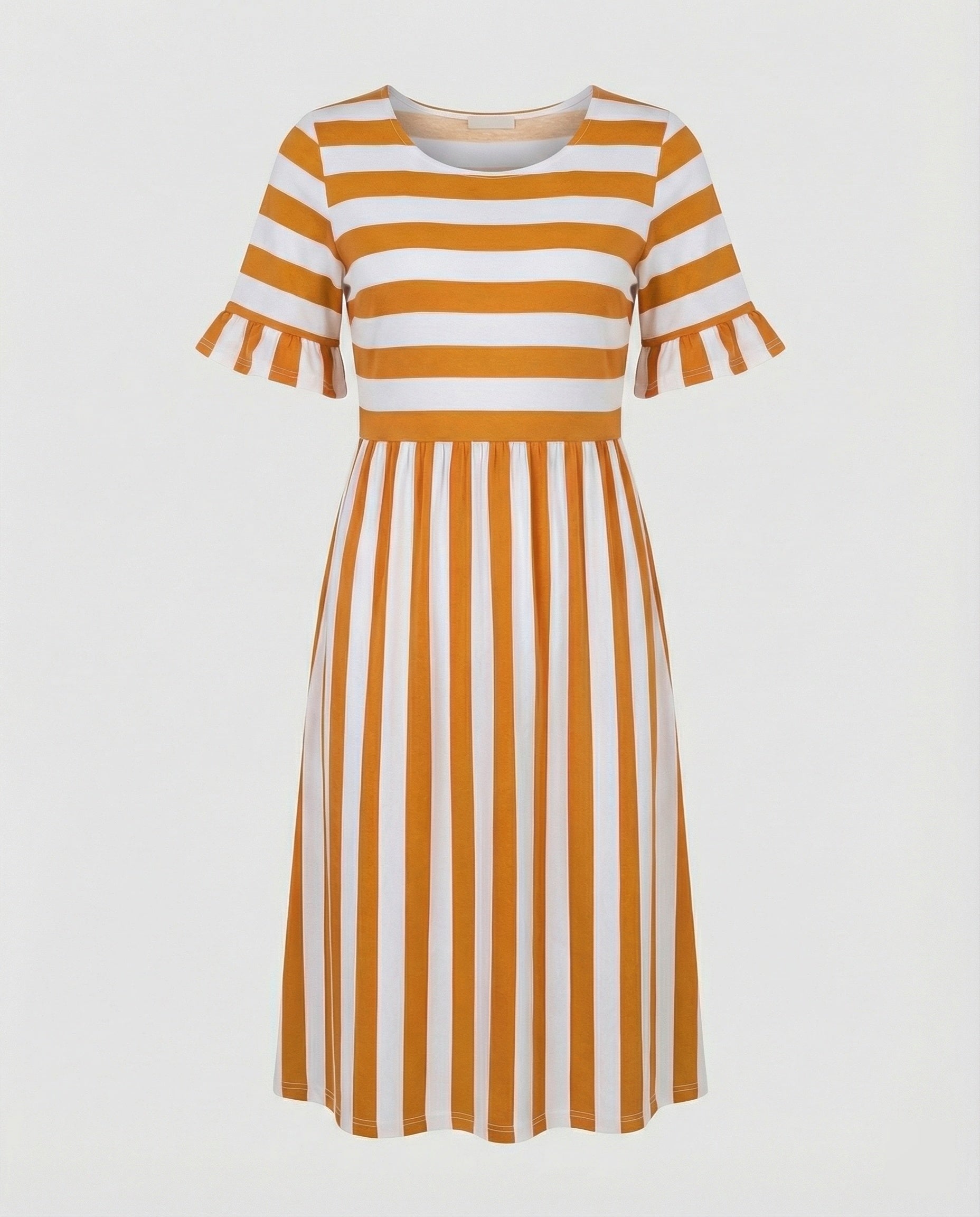 Casual Striped Summer Dress with Ruffle Sleeves
