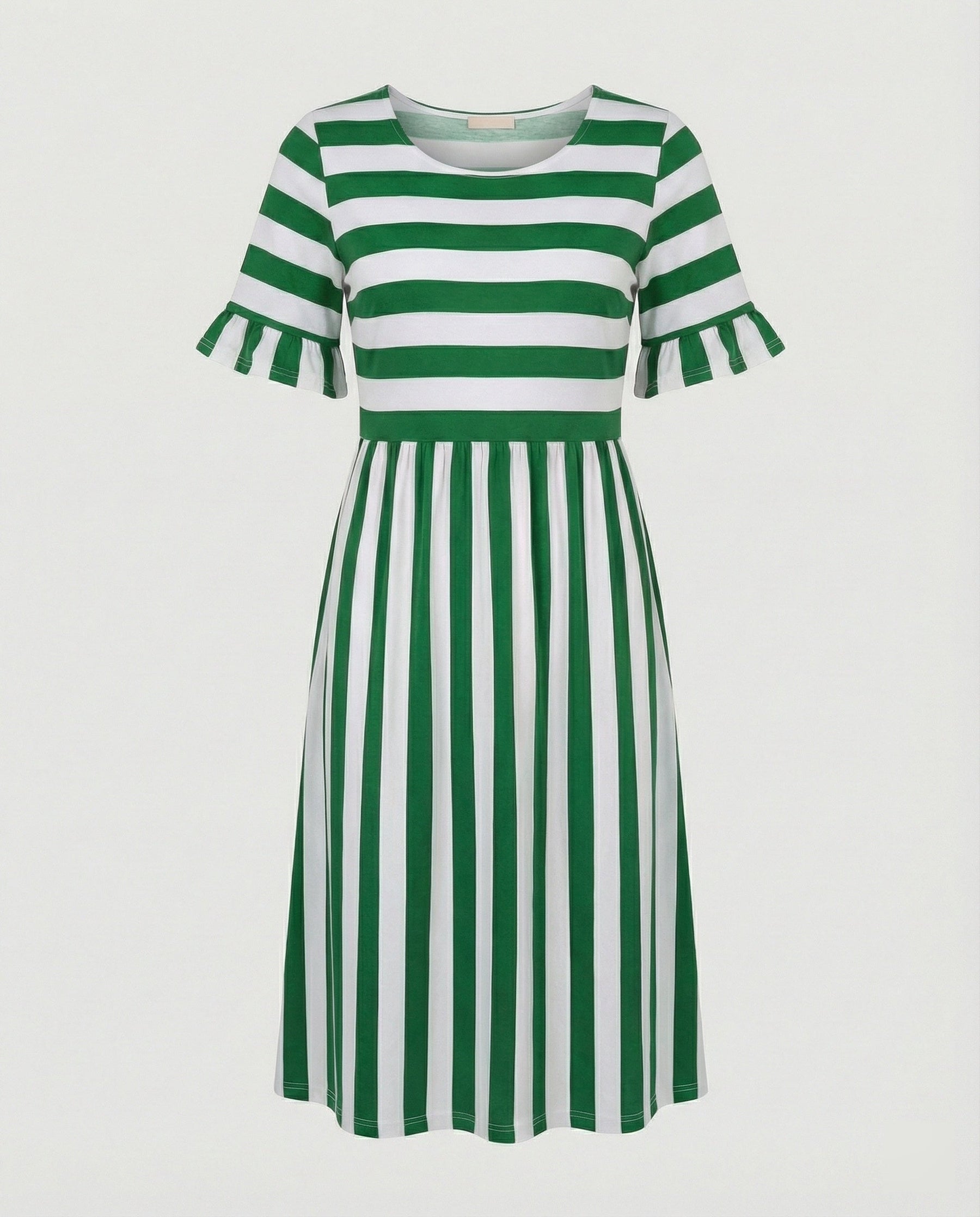 Casual Striped Summer Dress with Ruffle Sleeves