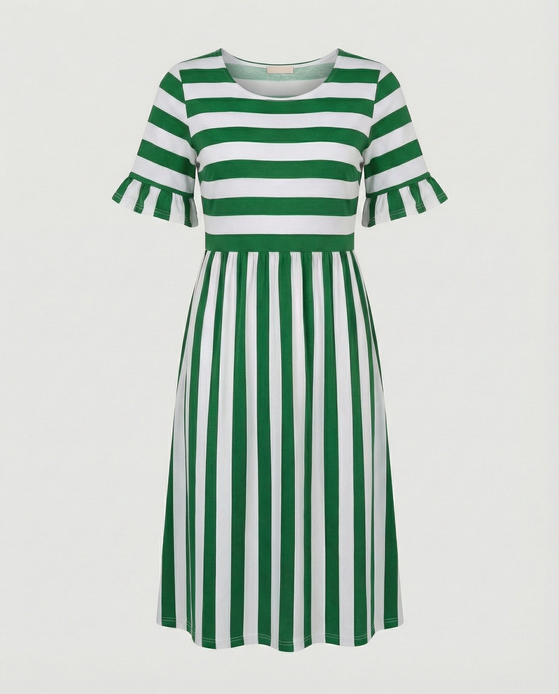 Casual Striped Summer Dress with Ruffle Sleeves