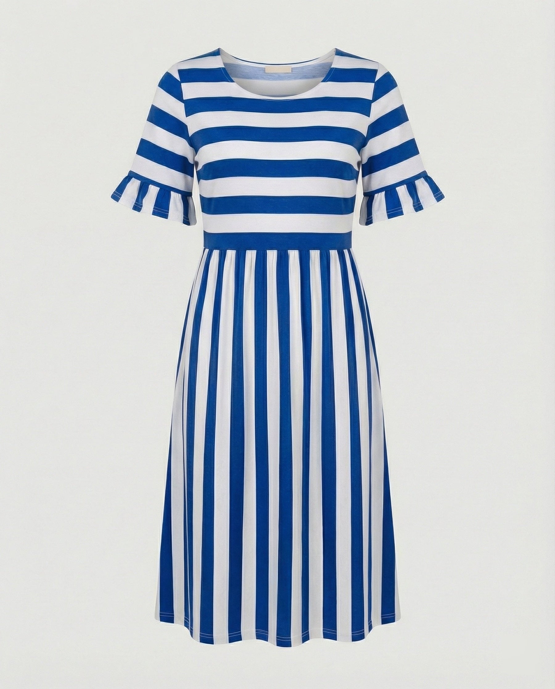 Casual Striped Summer Dress with Ruffle Sleeves