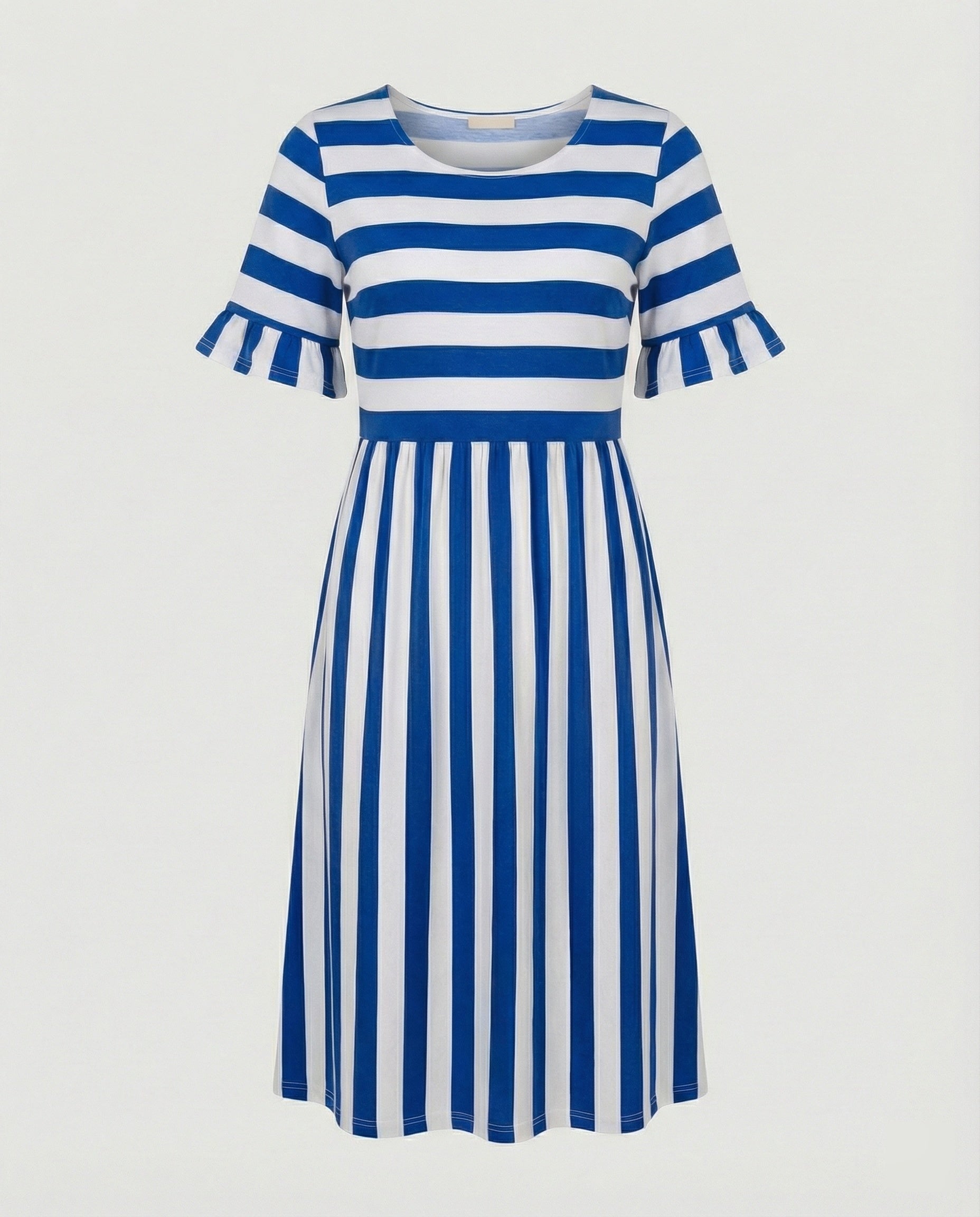 Casual Striped Summer Dress with Ruffle Sleeves