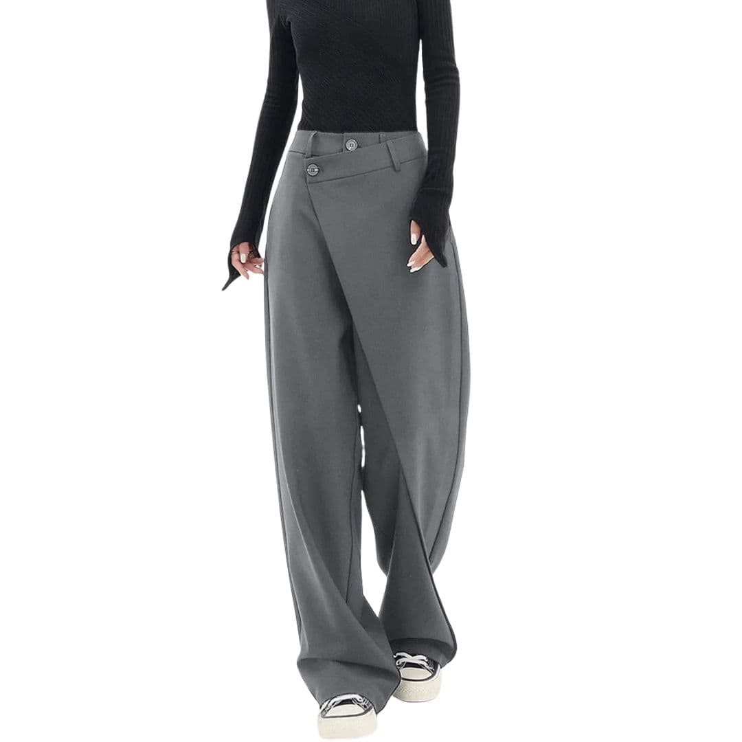 Chic Wide Leg Trousers with Asymmetric Wrap Waistband