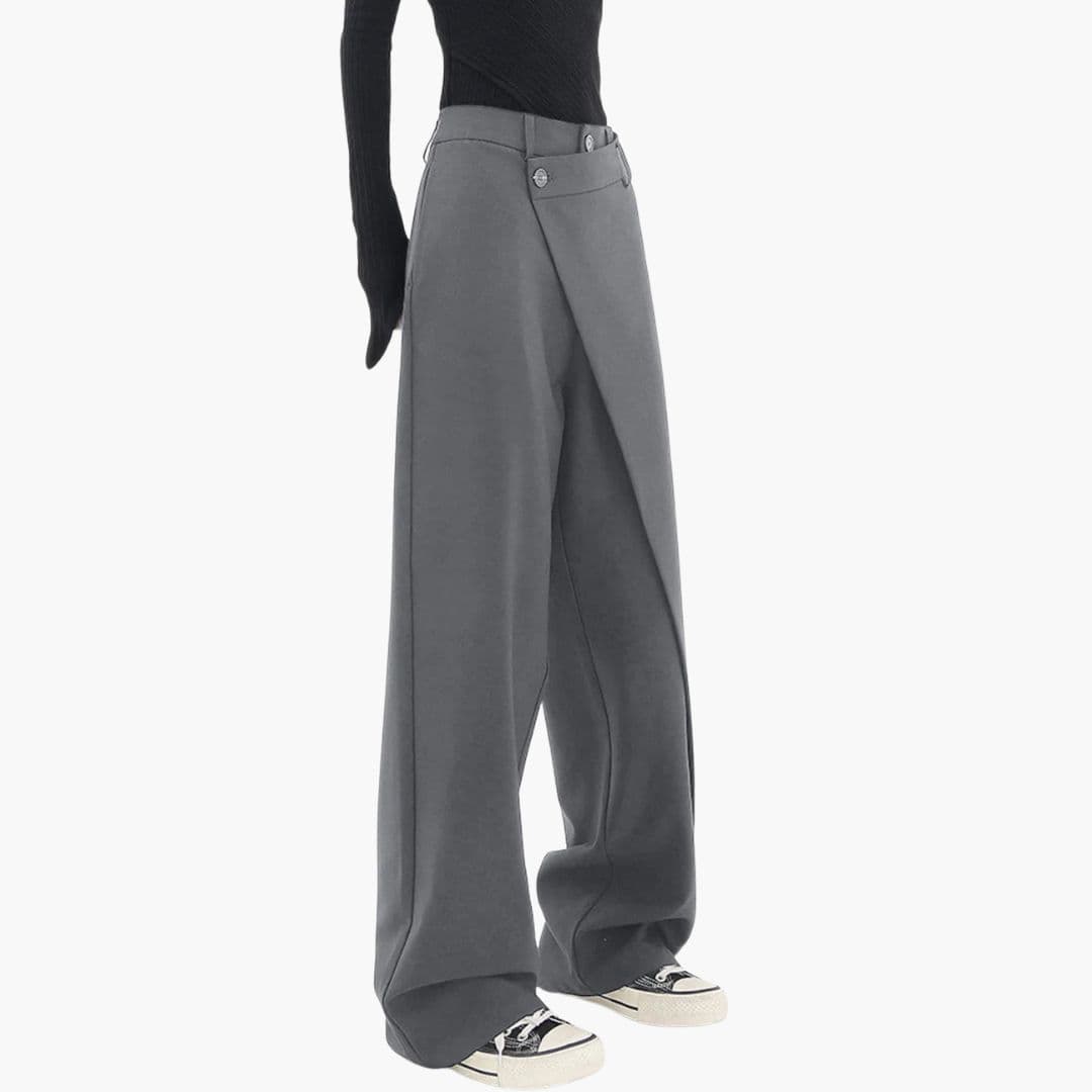 Chic Wide Leg Trousers with Asymmetric Wrap Waistband