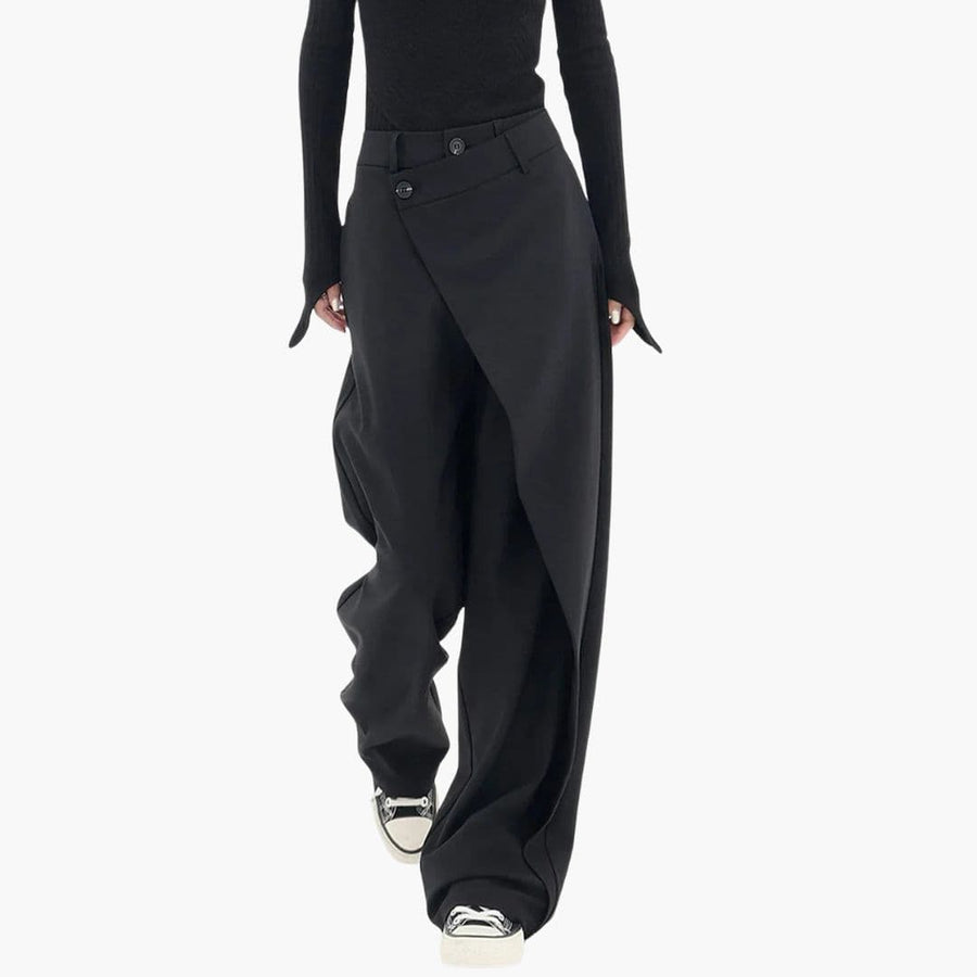 Chic Wide Leg Trousers with Asymmetric Wrap Waistband