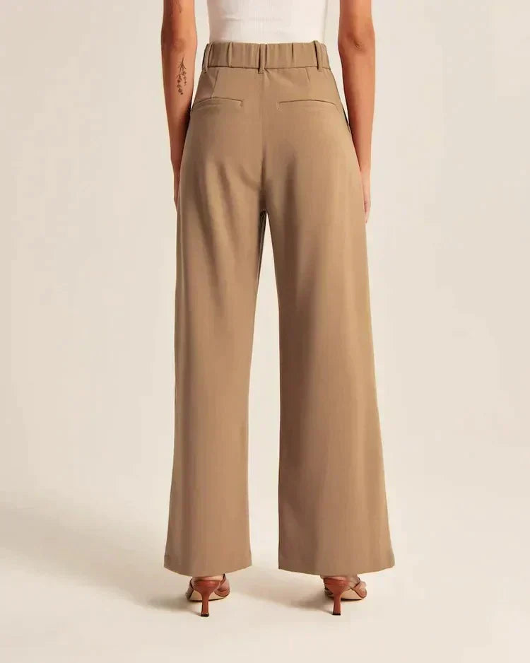 Chic high Waist Wide Leg Tailored Trousers with Pleated Front