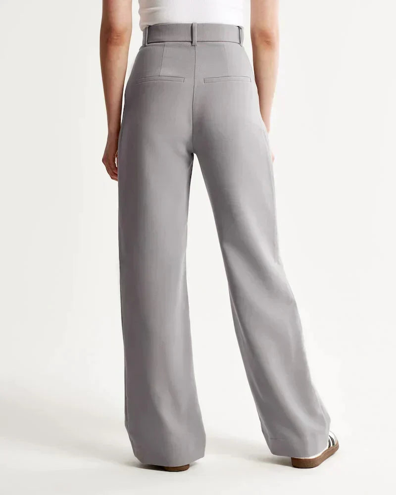 Chic high Waist Wide Leg Tailored Trousers with Pleated Front