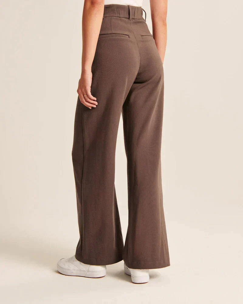 Chic high Waist Wide Leg Tailored Trousers with Pleated Front