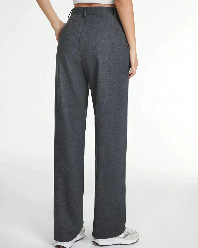 Chic high Waist Wide Leg Tailored Trousers with Pleated Front