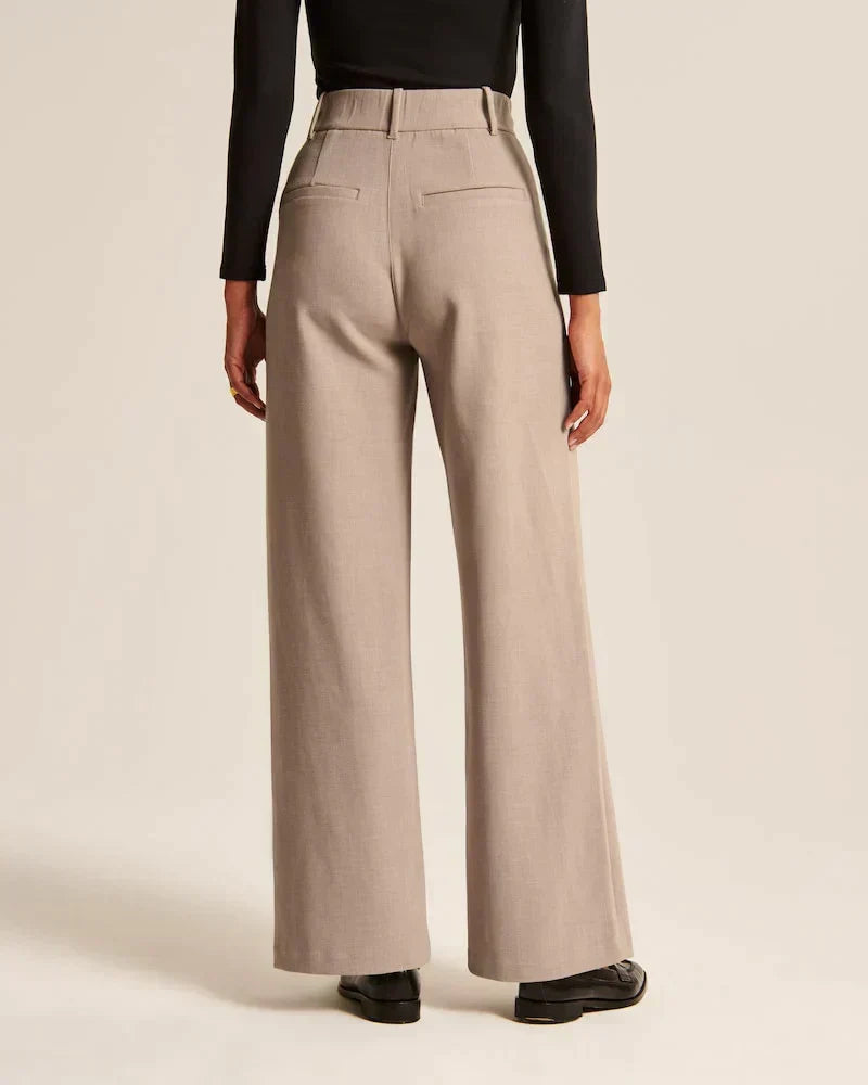 Chic high Waist Wide Leg Tailored Trousers with Pleated Front
