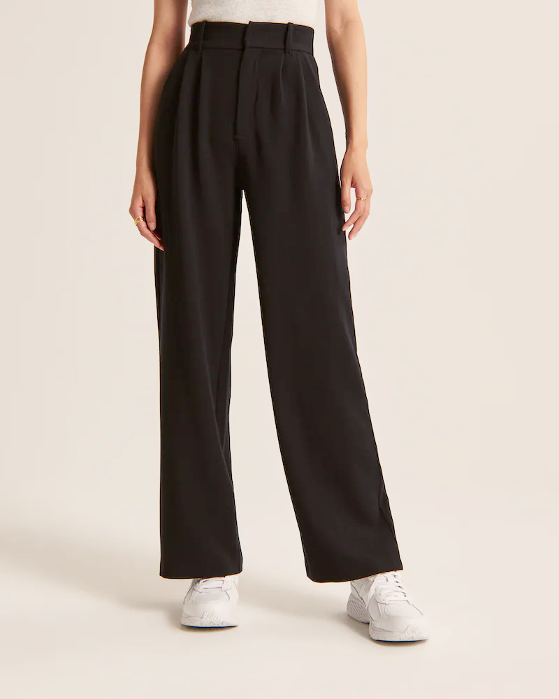 Chic high Waist Wide Leg Tailored Trousers with Pleated Front
