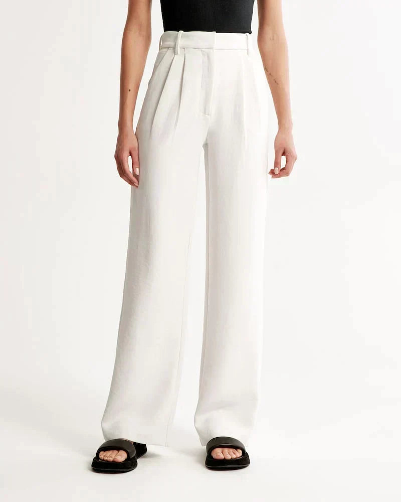 Chic high Waist Wide Leg Tailored Trousers with Pleated Front