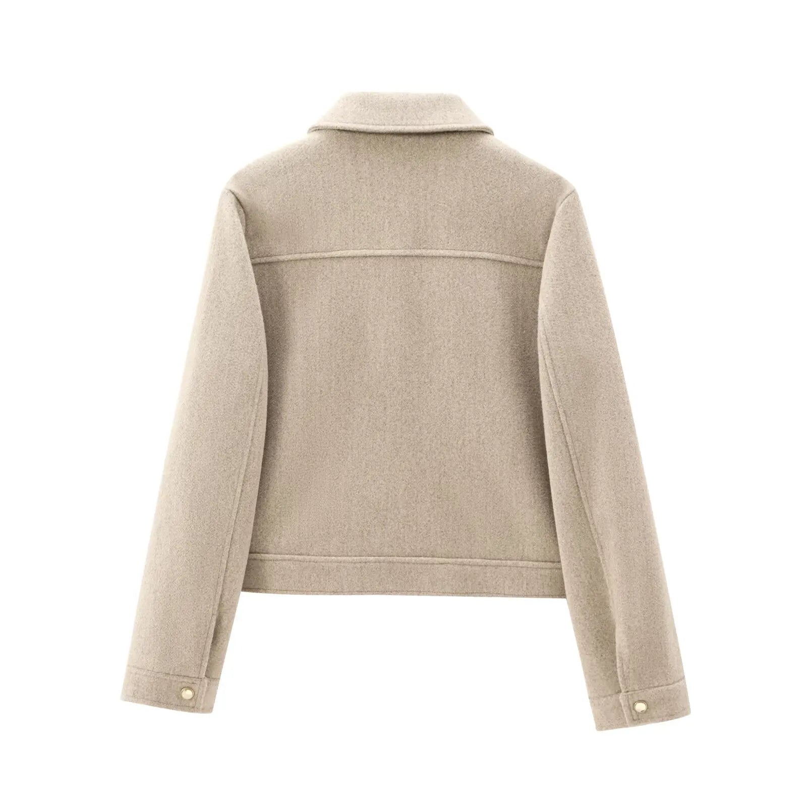 Chiq Cropped Wool Jacket with Zip Front and Patch Pockets