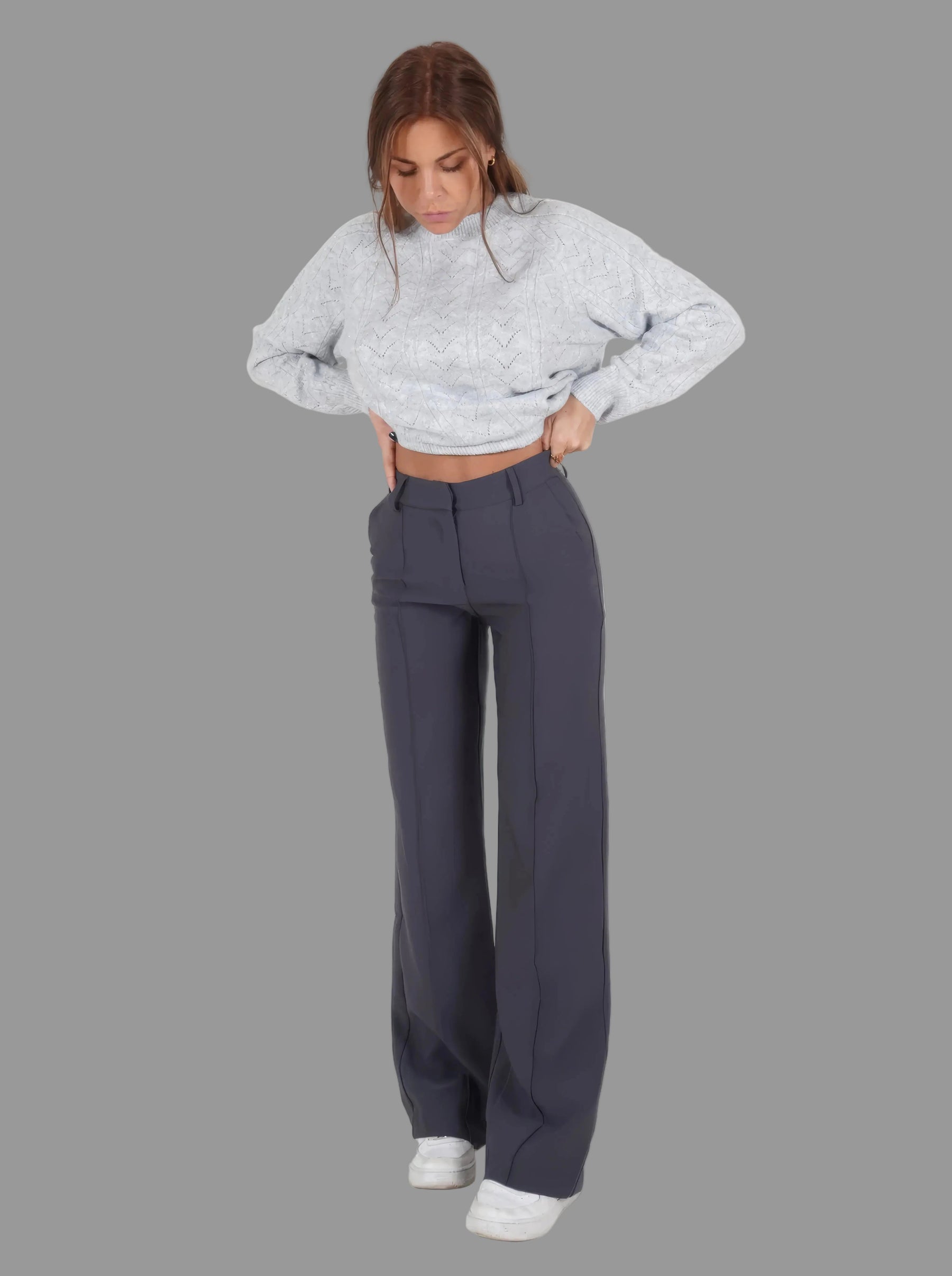 Classic High Waist Wide Leg Trousers with Tailored Fit