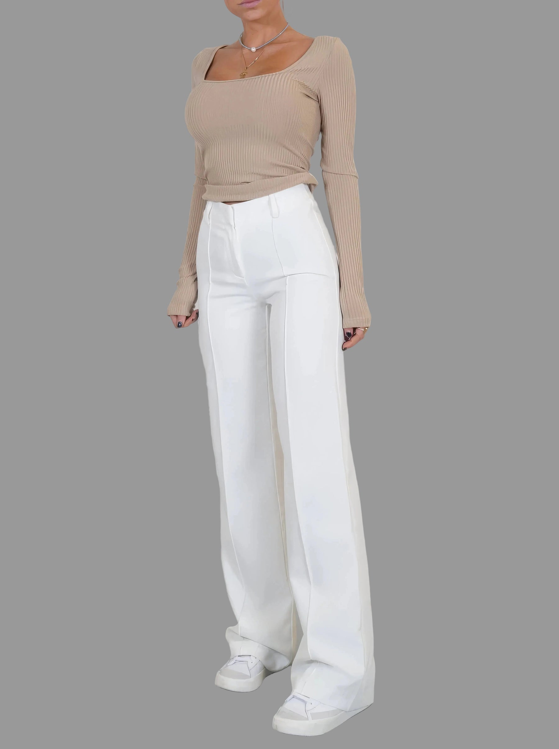 Classic High Waist Wide Leg Trousers with Tailored Fit