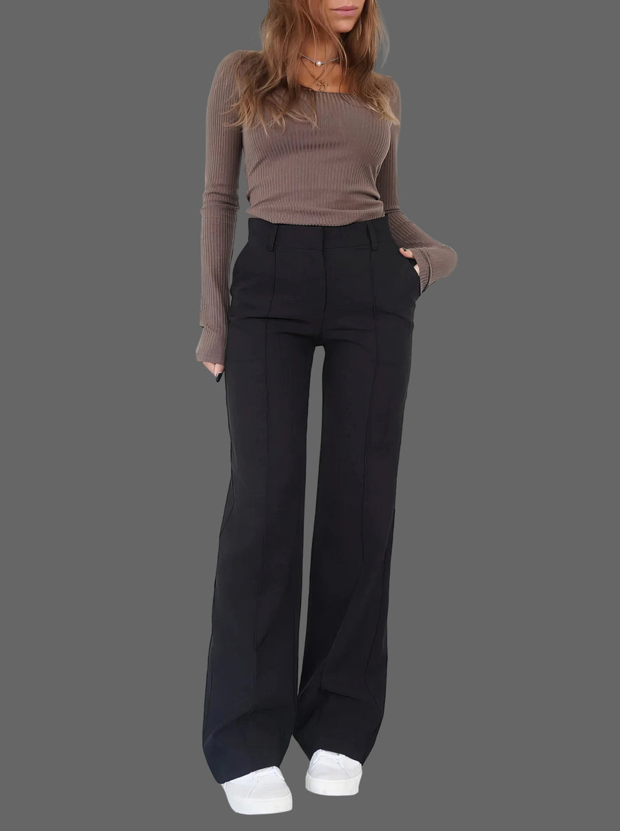 Classic High Waist Wide Leg Trousers with Tailored Fit