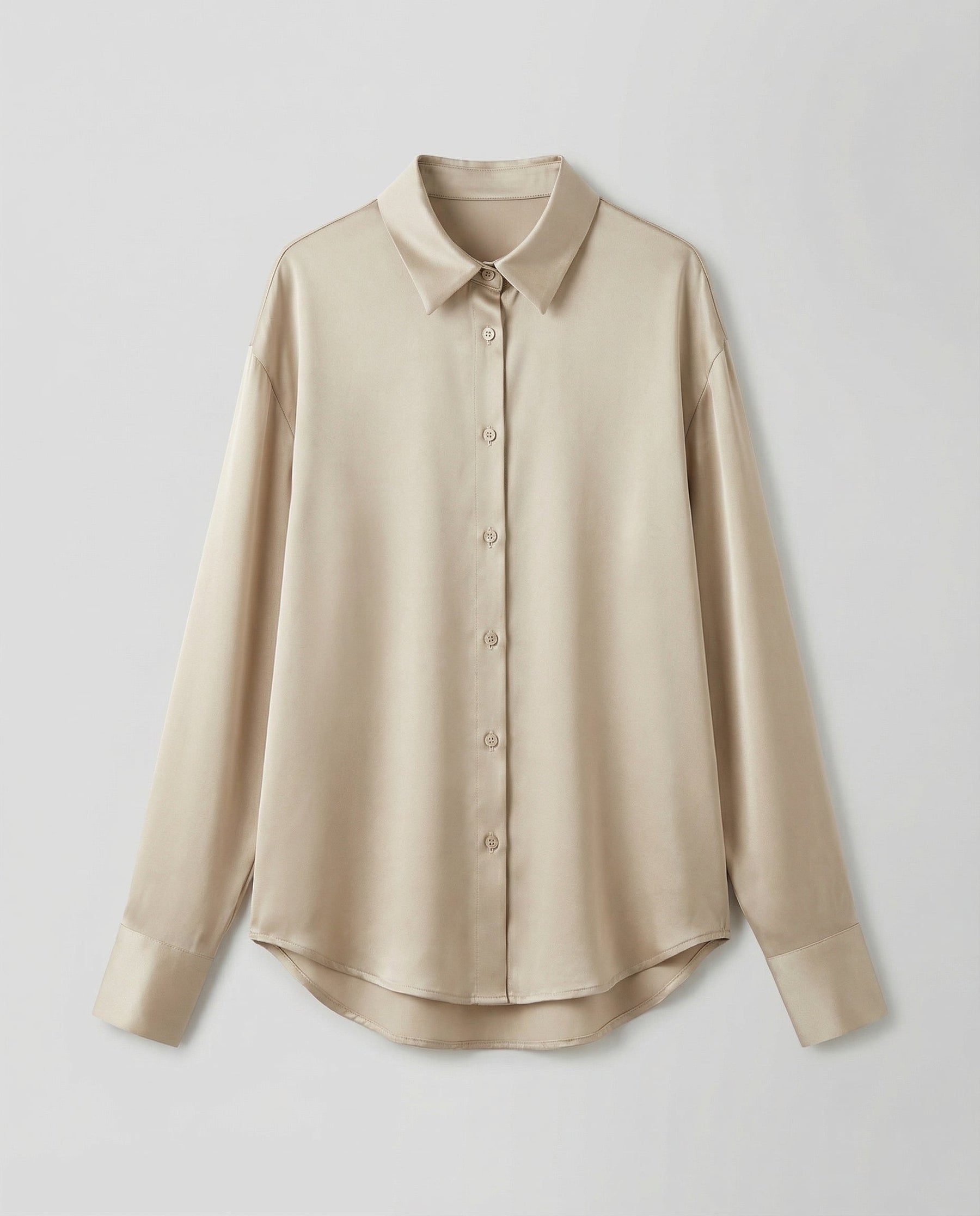 Classic Silk Blouse with Classic Collar and Button Front