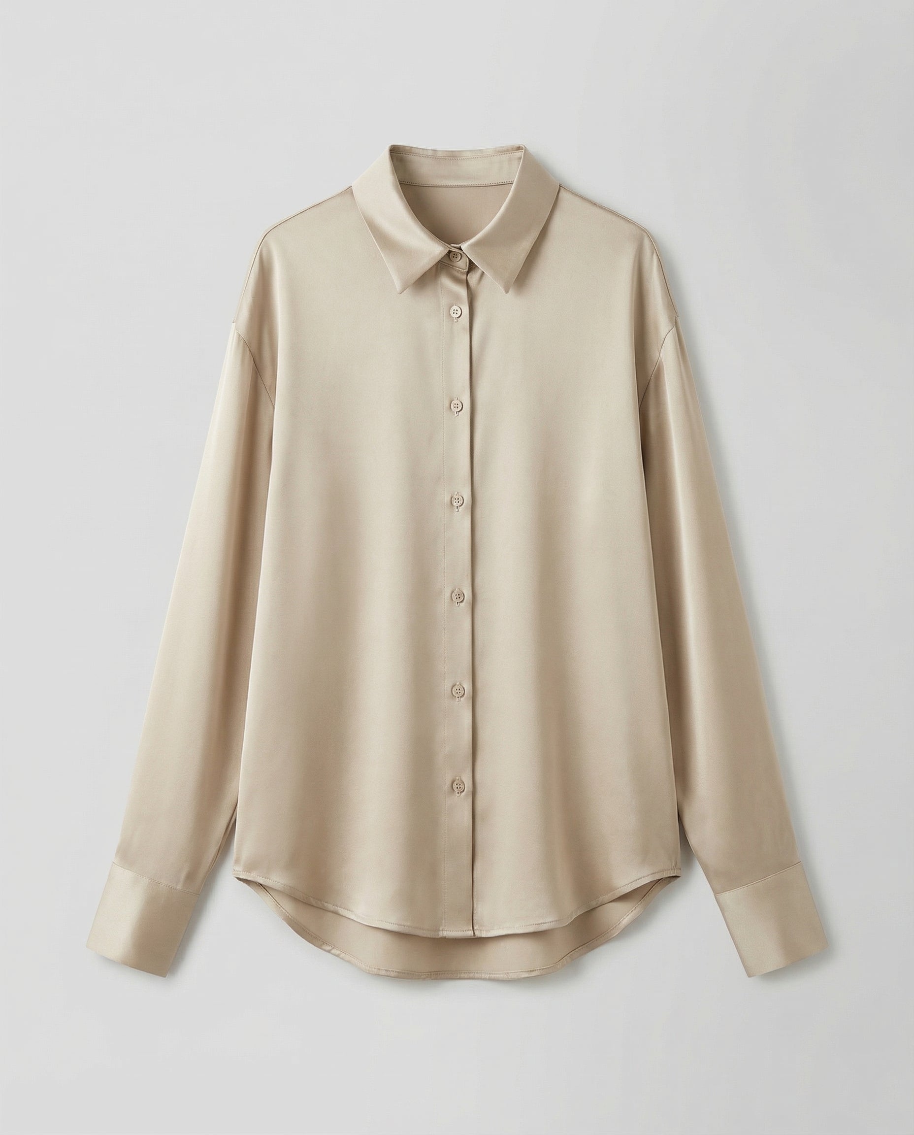 Classic Silk Blouse with Classic Collar and Button Front