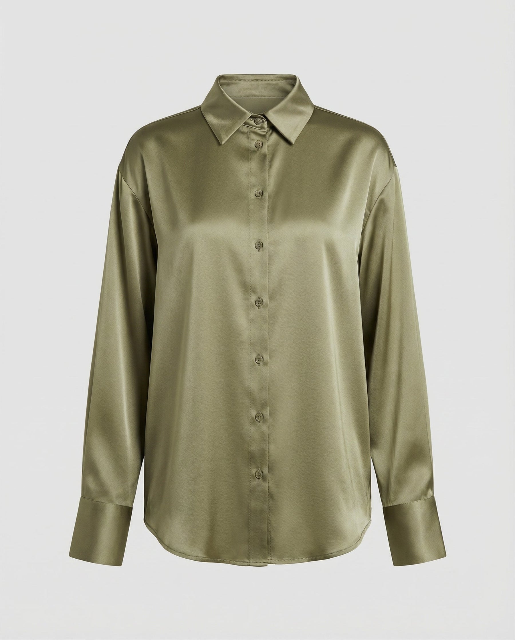 Classic Silk Blouse with Classic Collar and Button Front