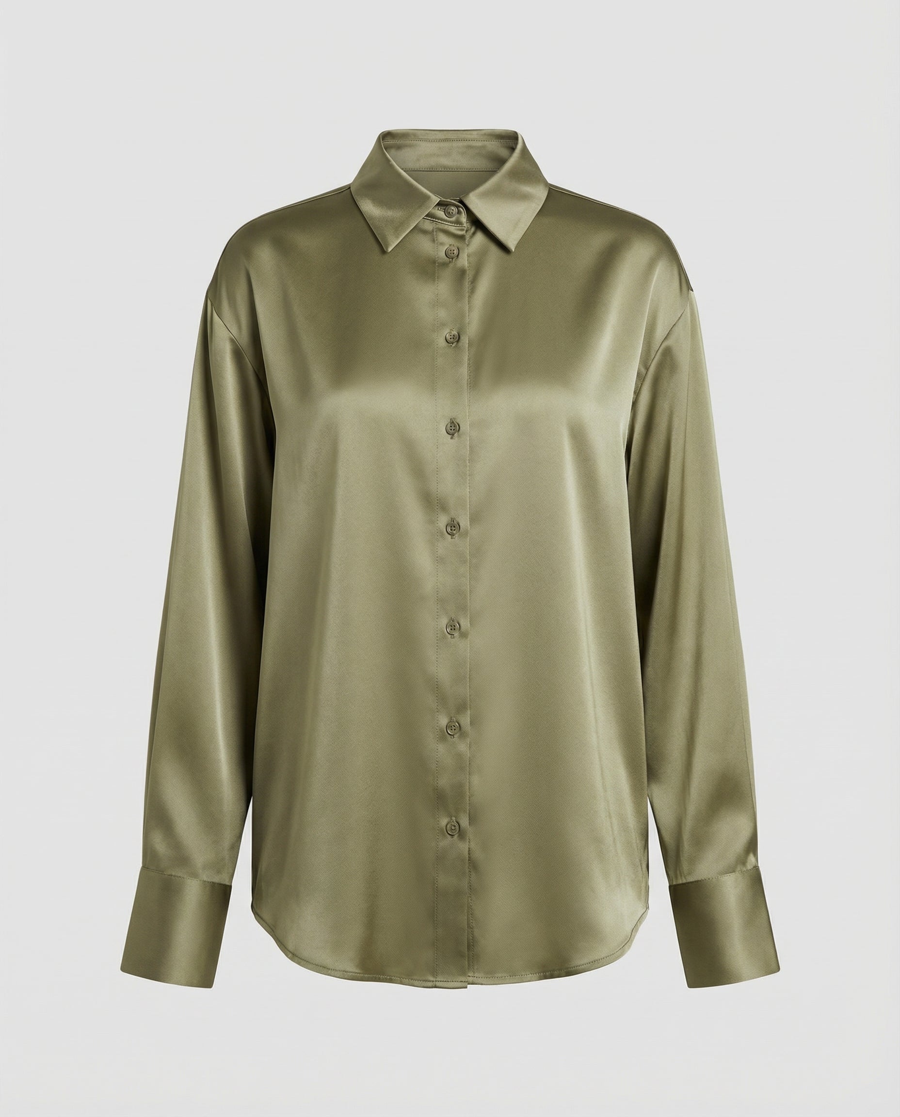 Classic Silk Blouse with Classic Collar and Button Front