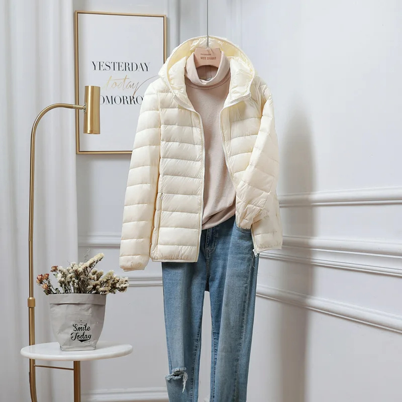 Cropped Hooded Lightweight Puffer Jacket