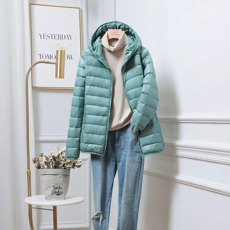 Cropped Hooded Lightweight Puffer Jacket