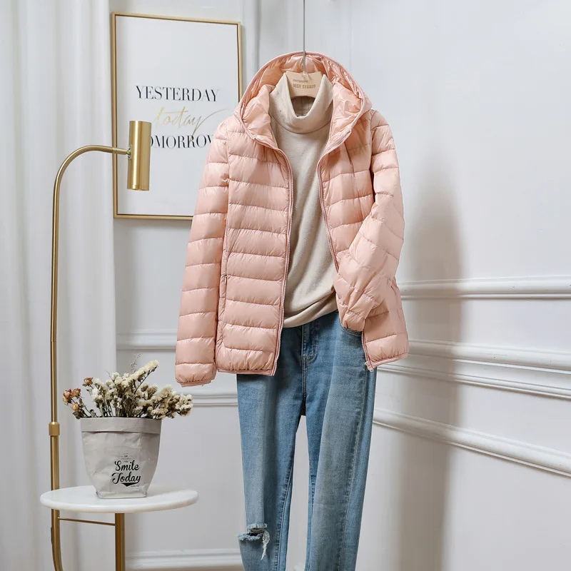 Cropped Hooded Lightweight Puffer Jacket