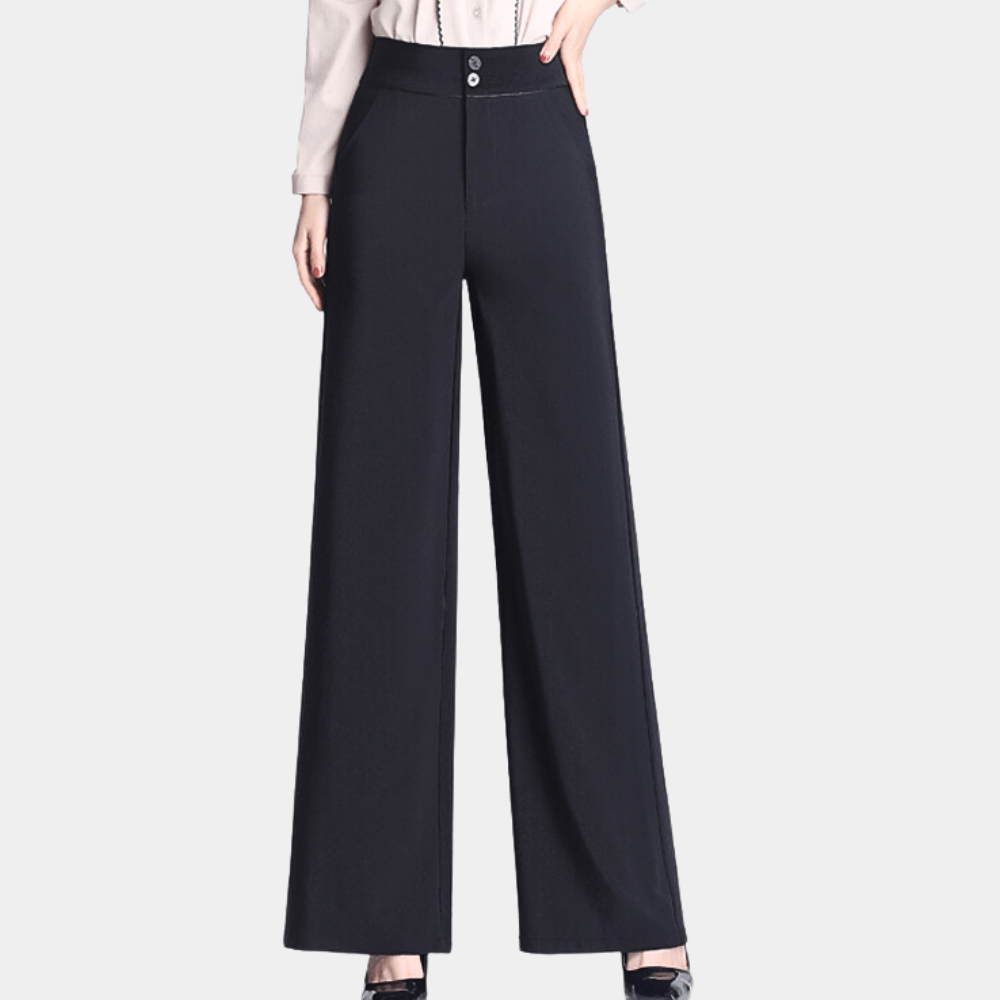 Elegant Palazzo Pants with High Waist and Flowing Wide Leg