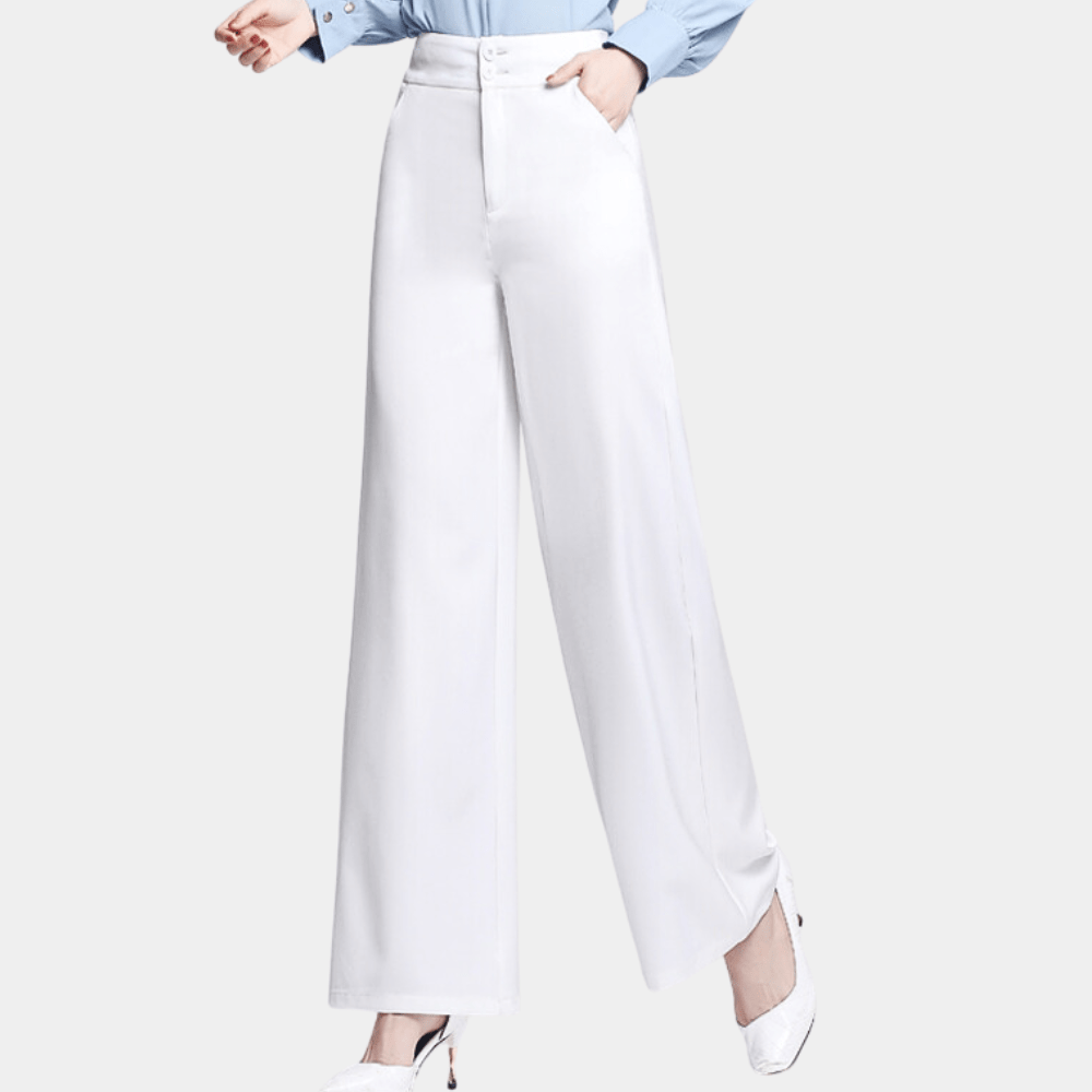 Elegant Palazzo Pants with High Waist and Flowing Wide Leg