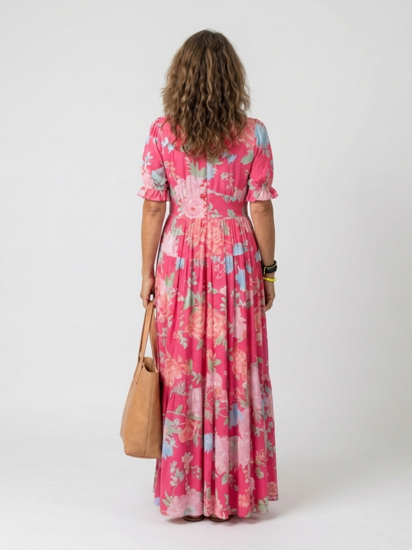 Floral Smocked Summer Dress with Puff Sleeves and Tiered Skirt