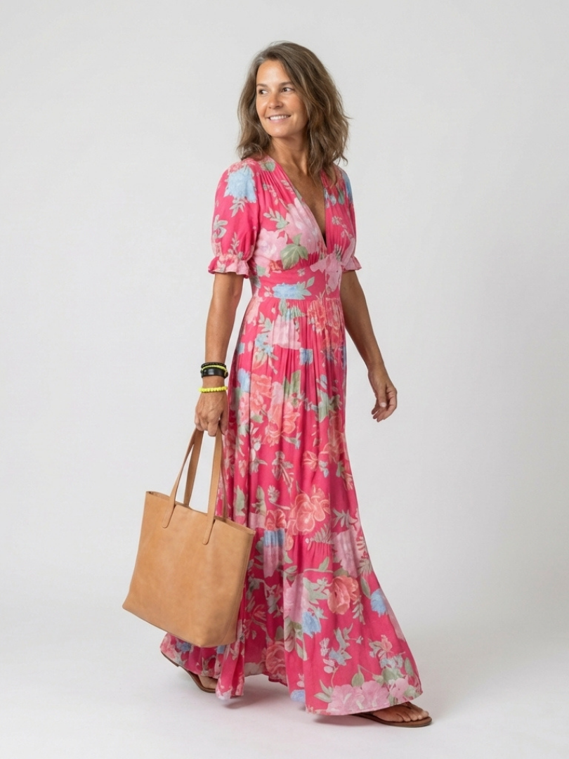 Floral Smocked Summer Dress with Puff Sleeves and Tiered Skirt