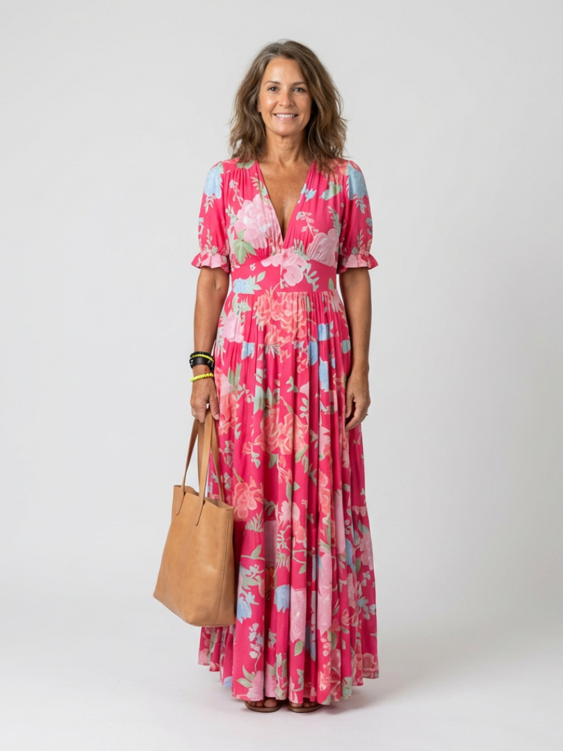 Floral Smocked Summer Dress with Puff Sleeves and Tiered Skirt